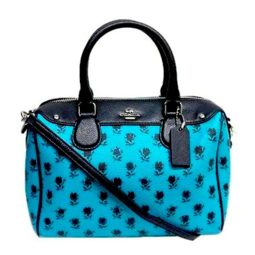 New Coach mini Bennett satchel with crosbody strap turquoise/black